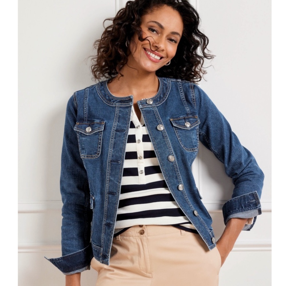 Talbots Fashion Denim Jacket Blue Wash Size XL  L/N Condition